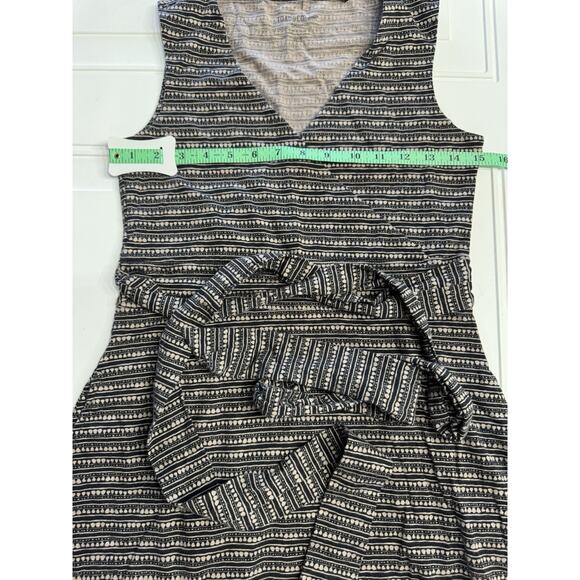 Toad & Co Faux Wrap Tie Waist Sleeveless Dress Striped Dot Pockets Size Small - Picture 5 of 7